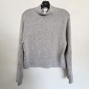 H&M Divided Heather Gray Long Sleeve Mock Neck Pullover Knit Sweater Size XS